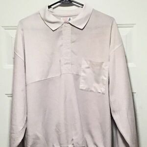 SCANDIA WOODS White Long Sleeve XL Shirt Elastic Waistline Pocket 4 Button